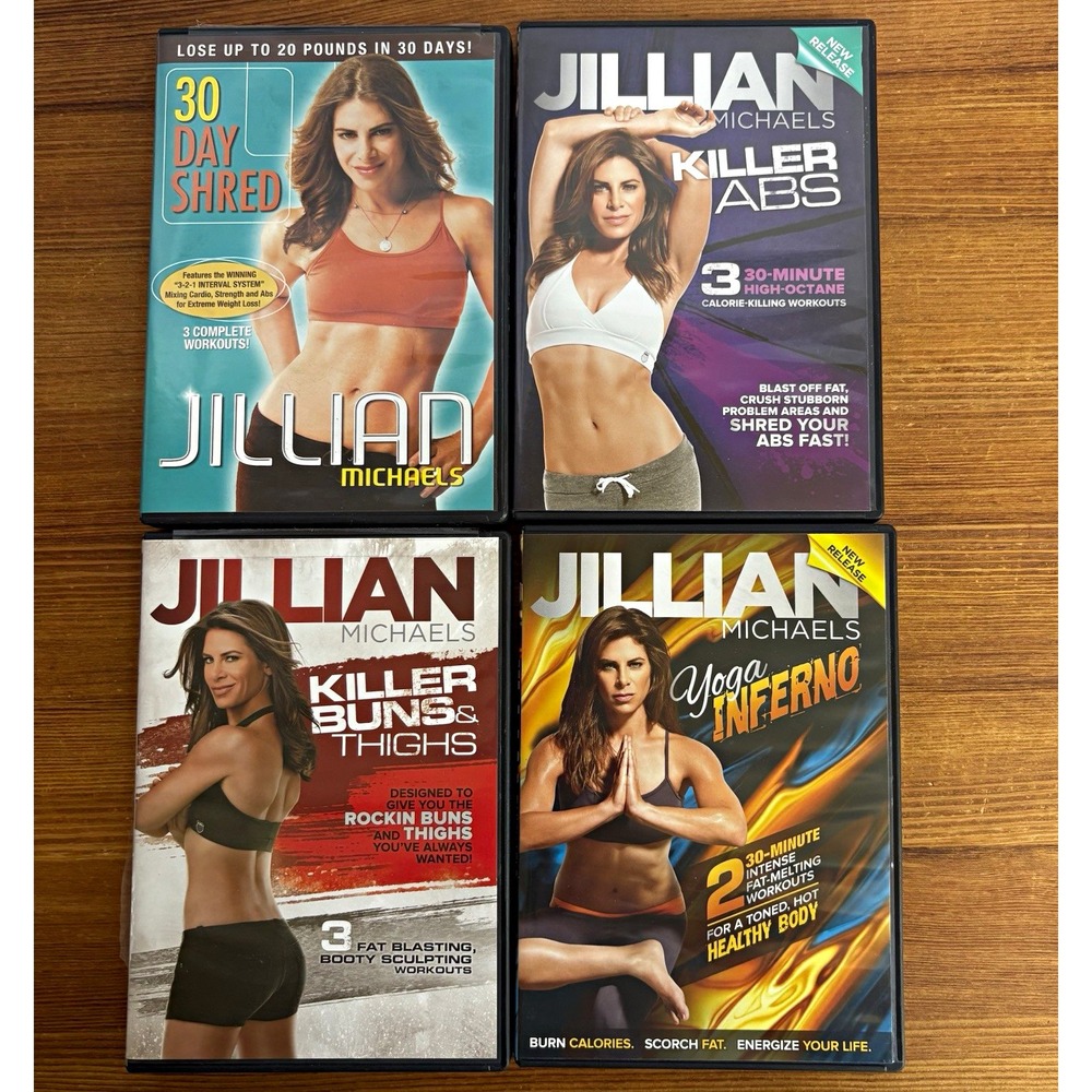 Jillian Michaels Workout DVD Lot 4-Disc 30 Day Shred Killer Abs Yoga Inferno